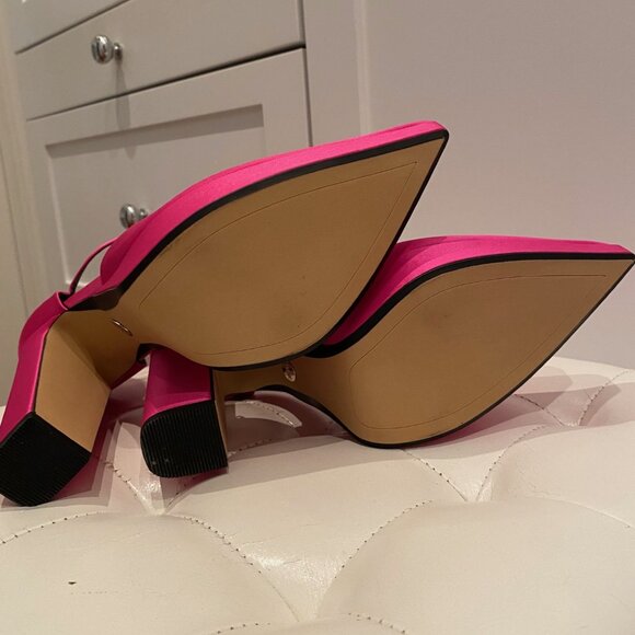 Zara Barbie pink satin platform heels. Size 38. - Picture 7 of 8